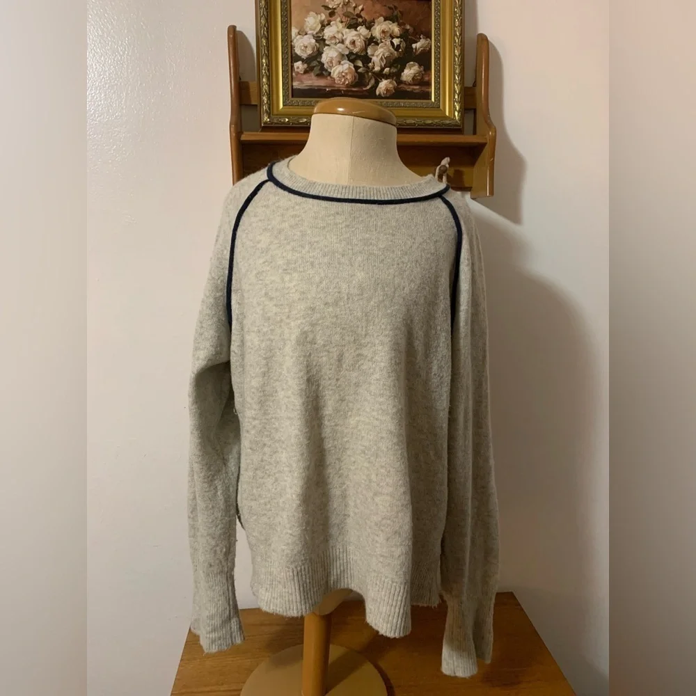 J. Crew Tipped Raglan Warm Wool Alpaca Blend Sweater XL